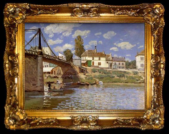 framed  Alfred Sisley Bridge at Villeneuve-la-Garenne, ta009-2